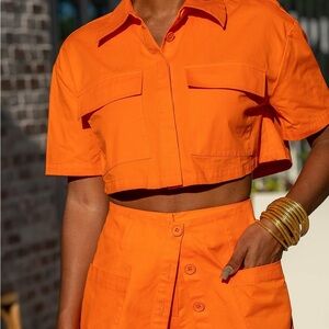 Women's Fire Orange Cropped Boxy Shirt by @victoriouslogan